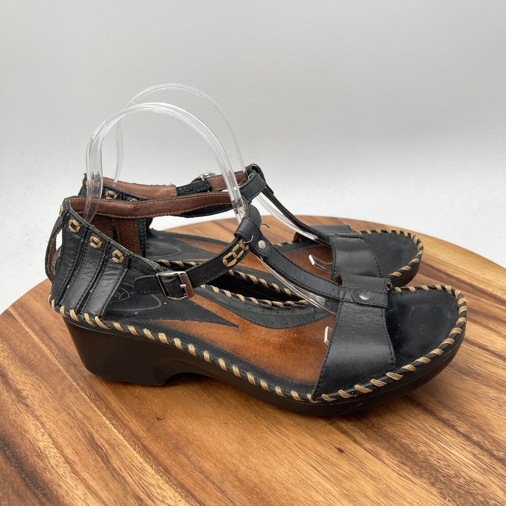 Ariat Sandals Womens Size 10 B Black Leather Heels Shoes Western Casual